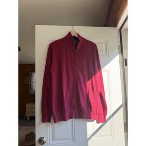 $220 Eden Park Full Zip Sweater Mens XL Berry Pink Burgundy Cotton Cardigan Logo